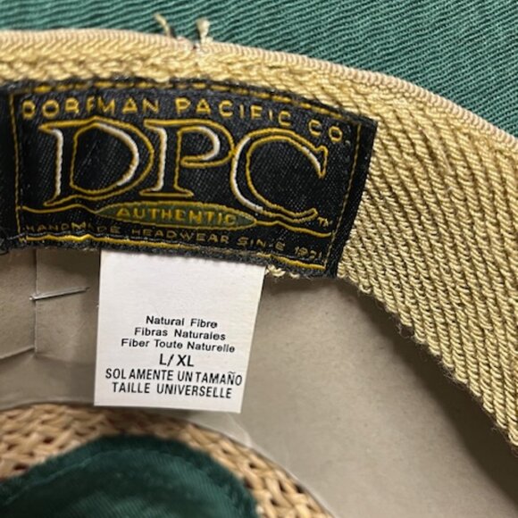 Dorfman Pacific Co Natural Fiber Straw Fedora Sun Hat w/Green Band - Picture 12 of 12